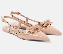 Slingback-Ballerinas Rockstud Bow aus Lackleder