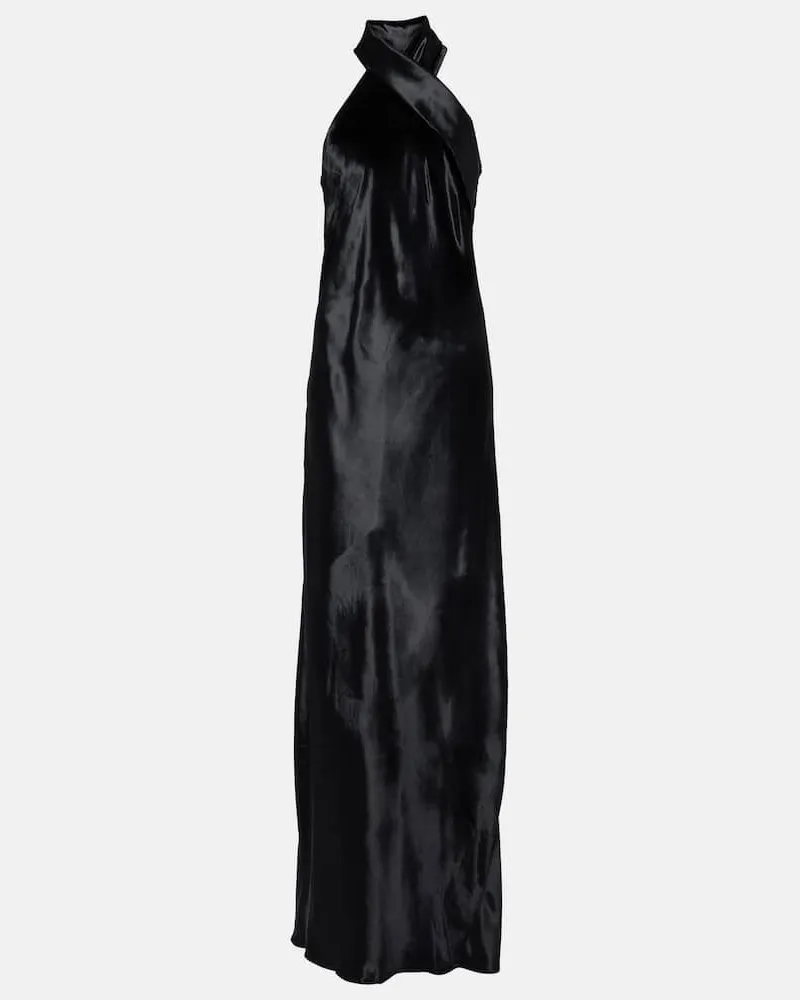 GALVAN Robe Pandora aus Satin Schwarz