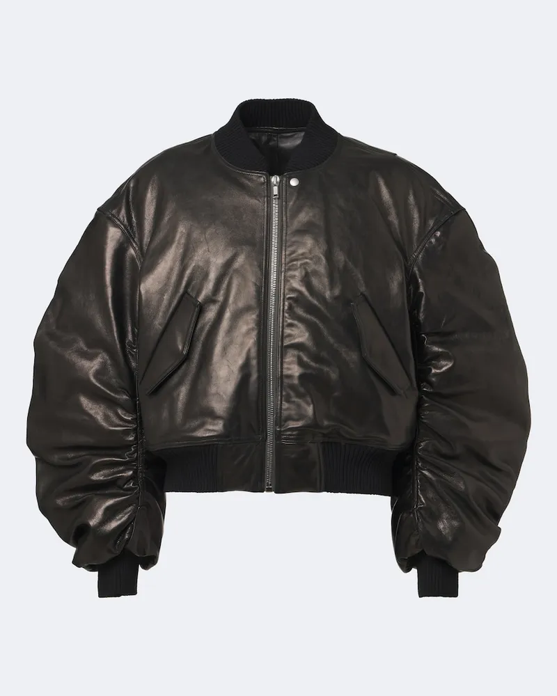 Rick Owens Bomberjacke Secchia Flight aus Leder Schwarz