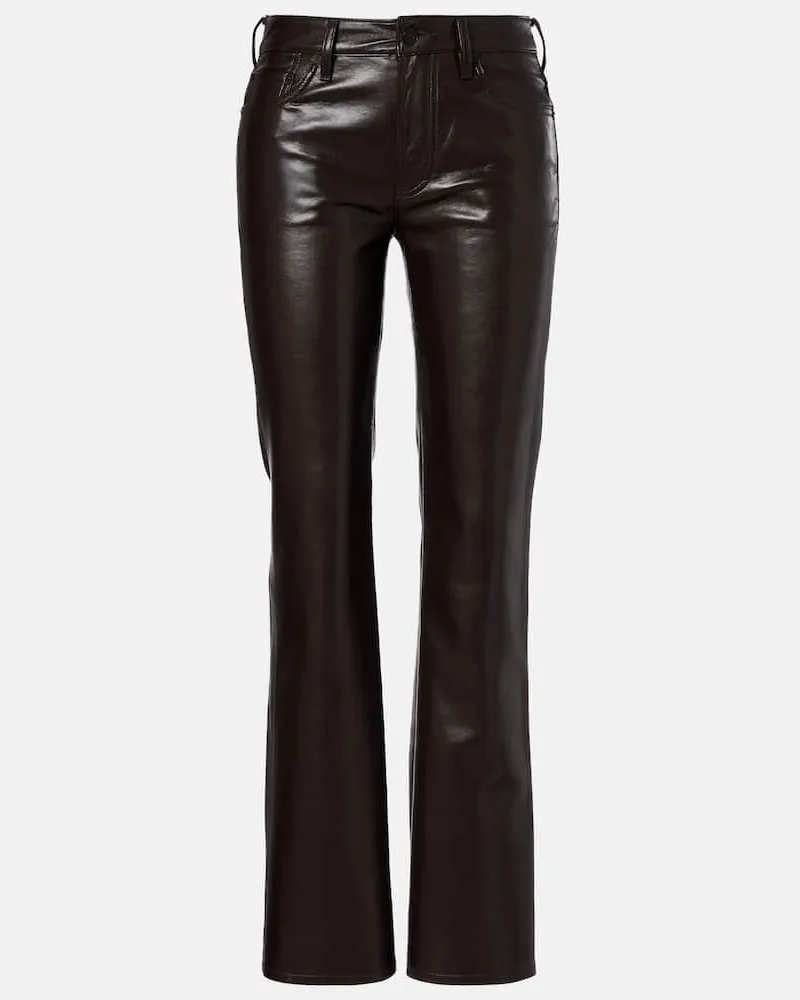 Citizens of humanity Low-Rise-Hose Genova aus einem Ledergemisch Braun