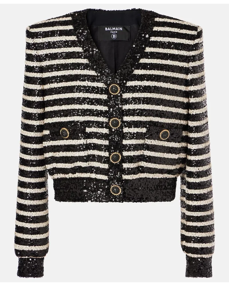 Balmain Jacke mit Pailletten Schwarz