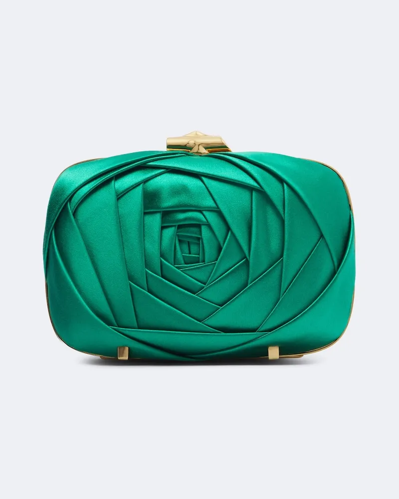 Roger Vivier Clutch Rose Vivier aus Satin Grün