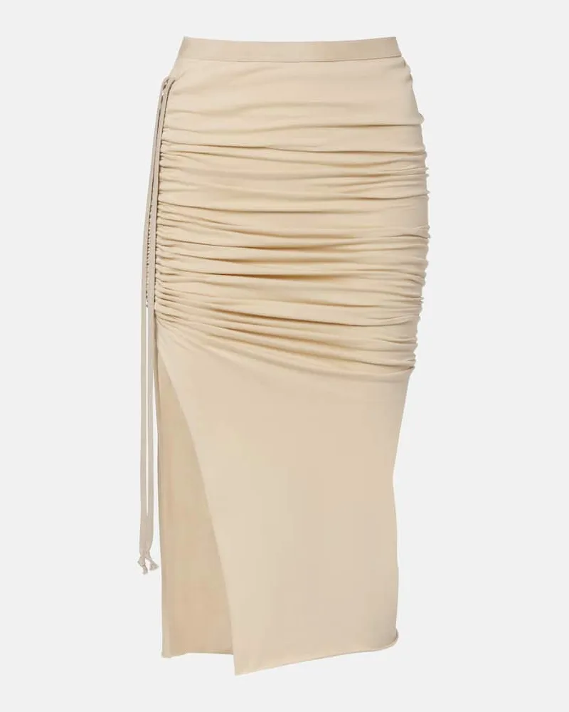 Rick Owens DRKSHDW Midirock Edfu aus Baumwoll-Jersey Beige