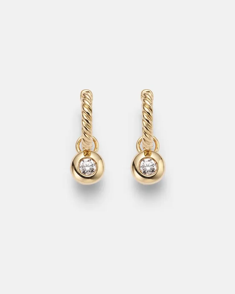 David Yurman Ohrringe Petite Cable aus 18kt Gelbgold mit Diamanten Gold