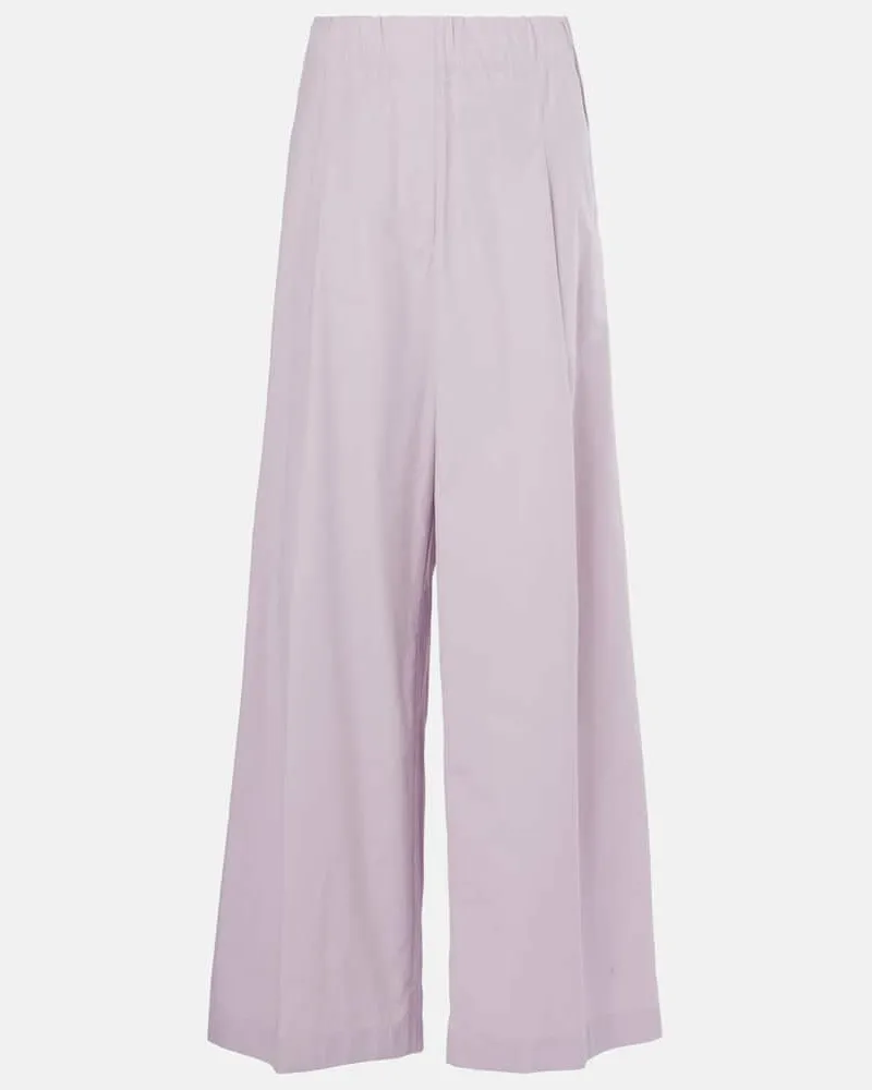 Dries van Noten Weite High-Rise-Hose aus Baumwolle Violett