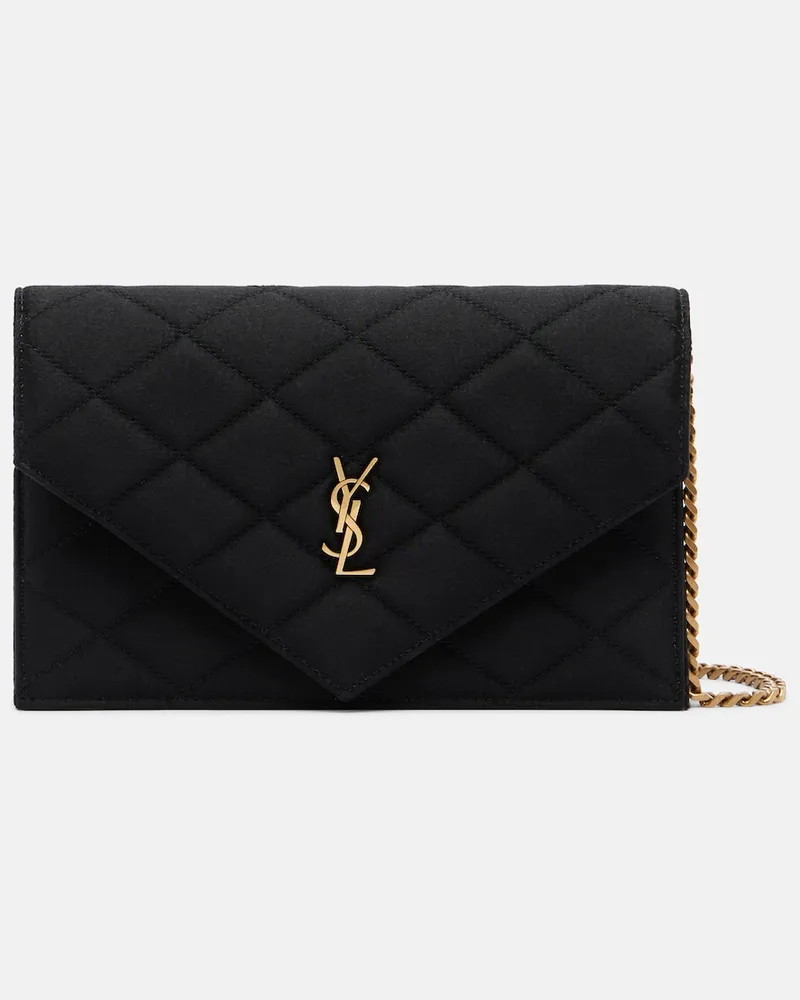 Saint Laurent Schultertasche Paris Mini aus Satin Schwarz
