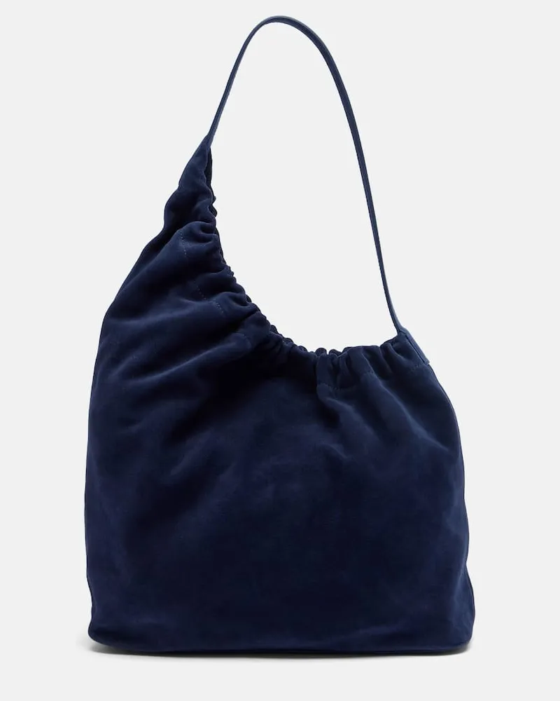 Aesther Ekme Schultertasche Demi Lune Cloud aus Veloursleder Blau