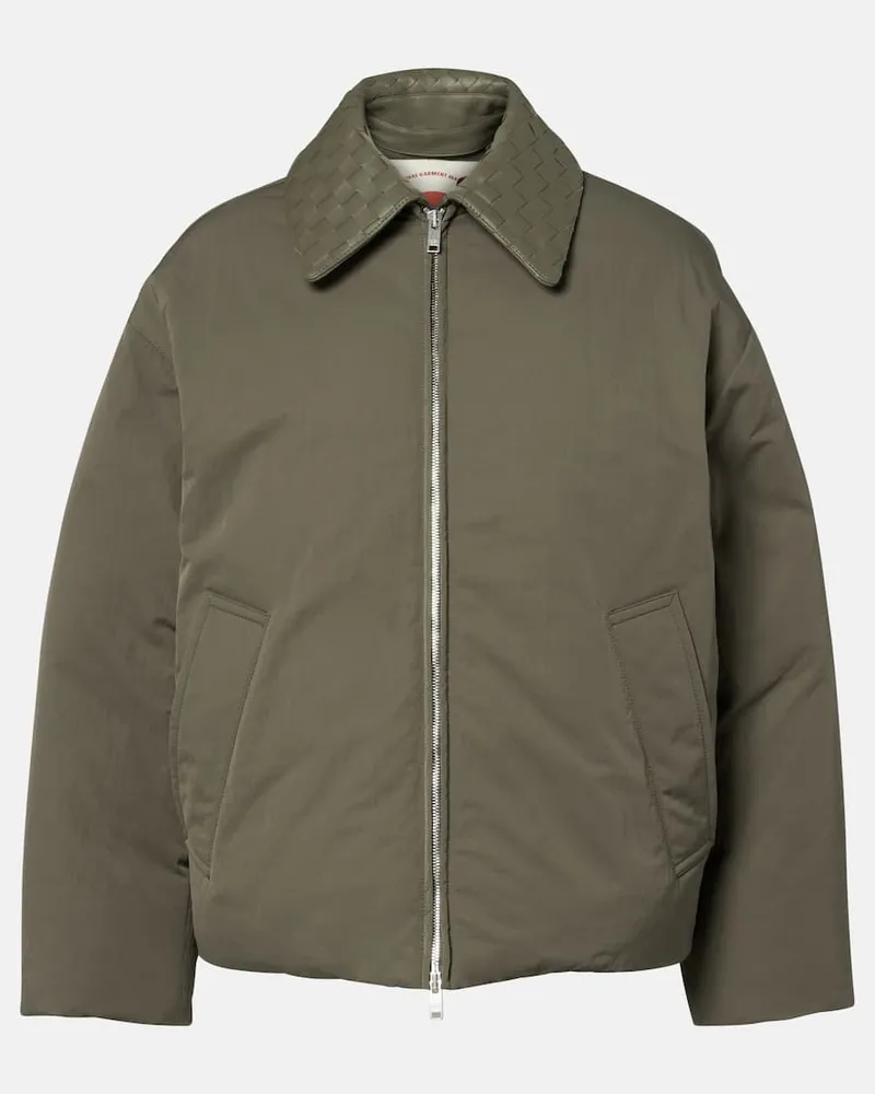 Bottega Veneta Daunenjacke Intrecciato mit Leder Grün