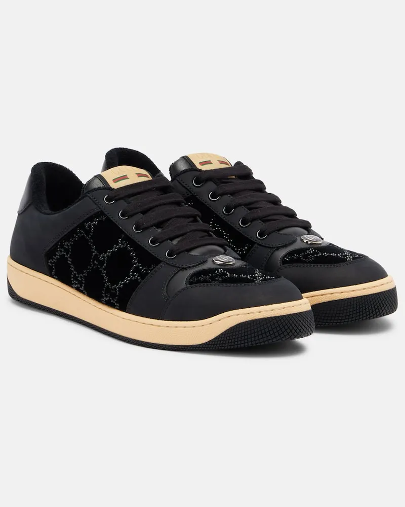Gucci Sneakers Screener mit Leder Schwarz
