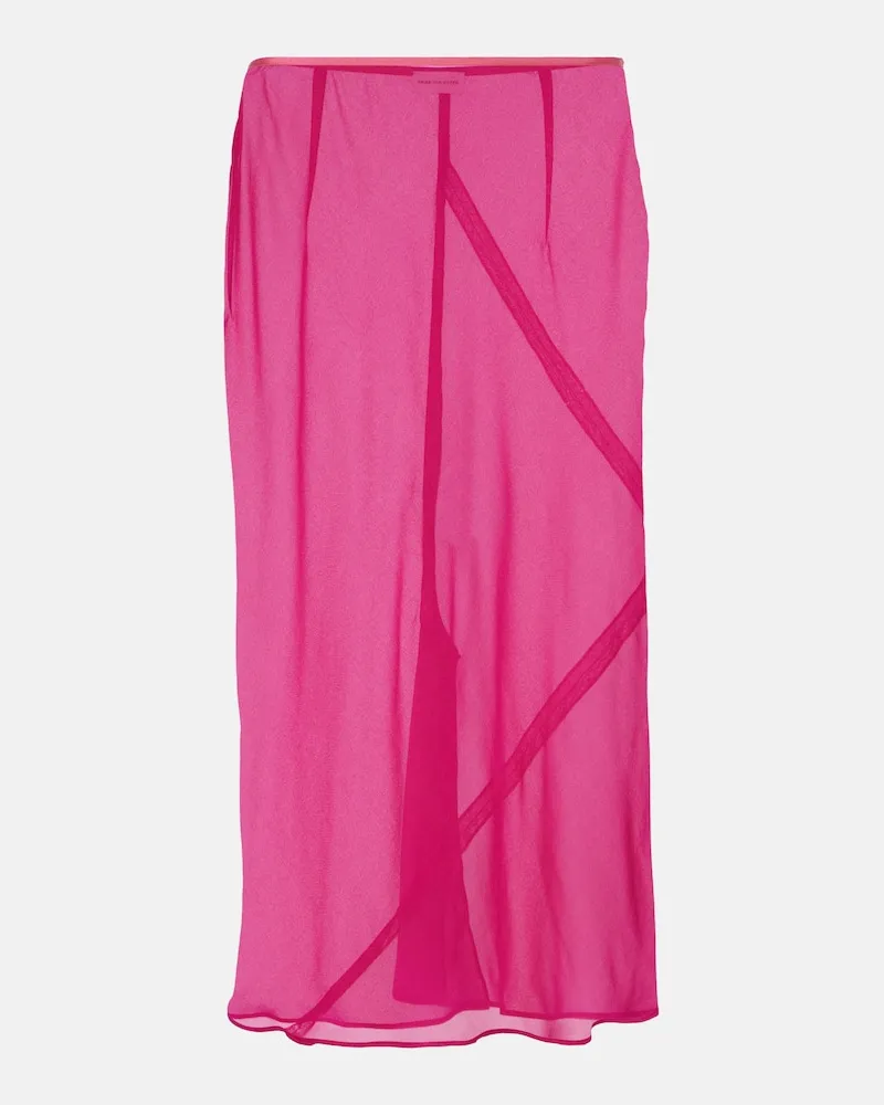 Dries van Noten Midirock aus Satin Rosa