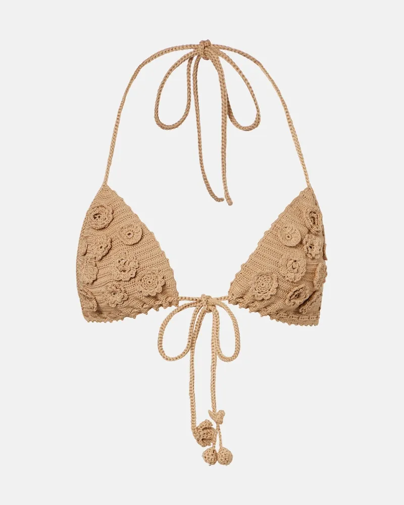 Loewe Paula's Ibiza Bralette aus Häkelstrick Beige