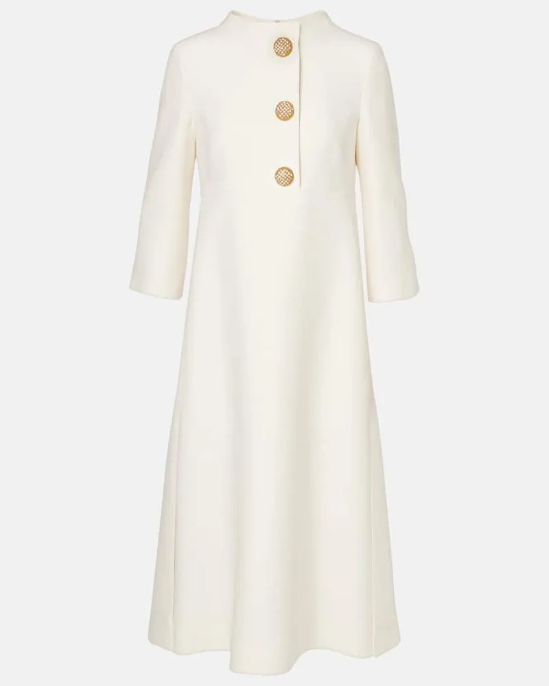 Valentino Garavani Midikleid aus Crepe Couture mit Kristallen Weiß
