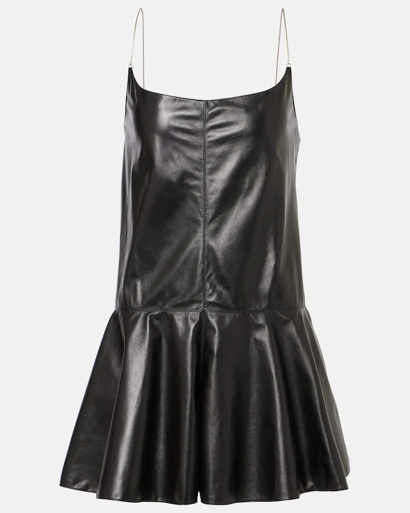 Alaïa Alaïa Playsuit Slip aus Leder Schwarz
