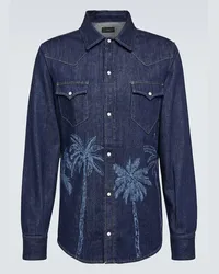 Alanui Bedrucktes Jeanshemd Jungle Blau