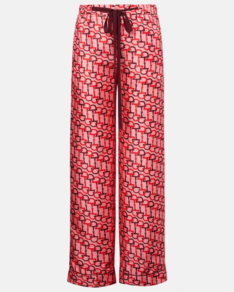 Gucci Weite Hose aus Twill Rot