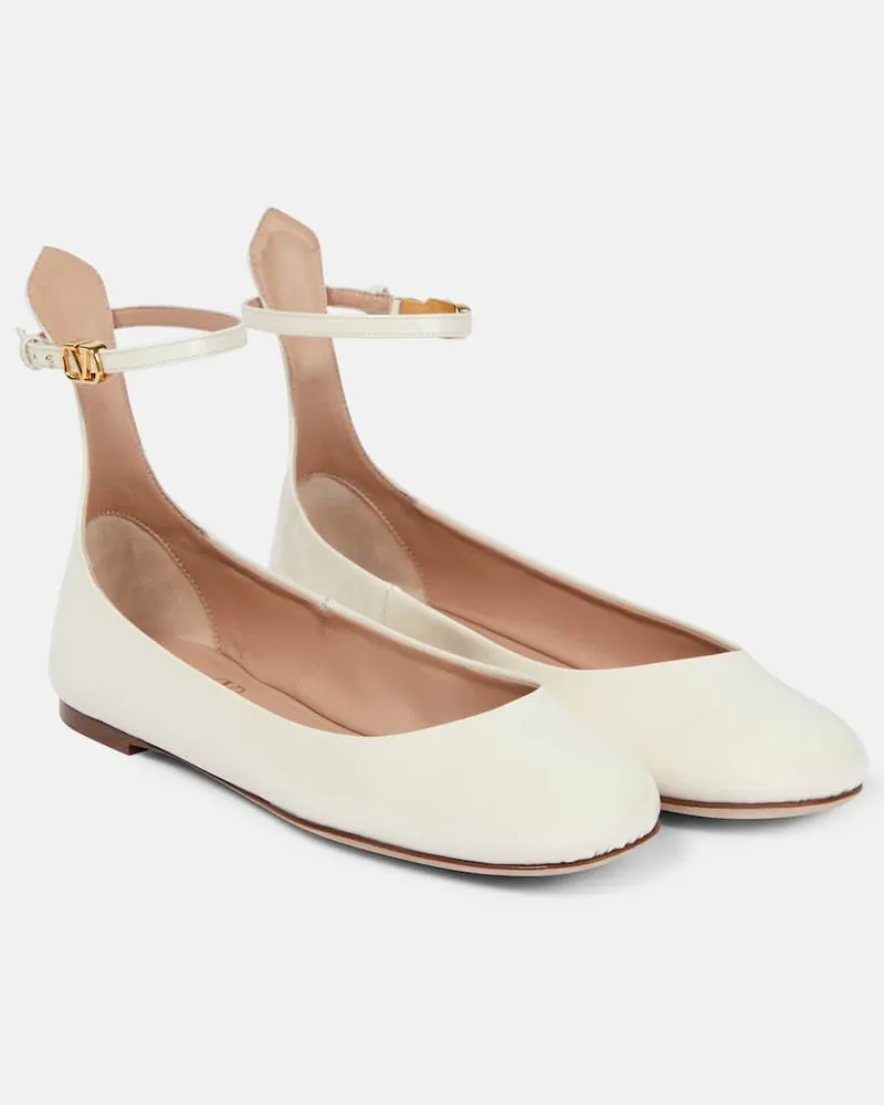 Valentino Garavani Ballerinas Tan-Go aus Leder Weiß