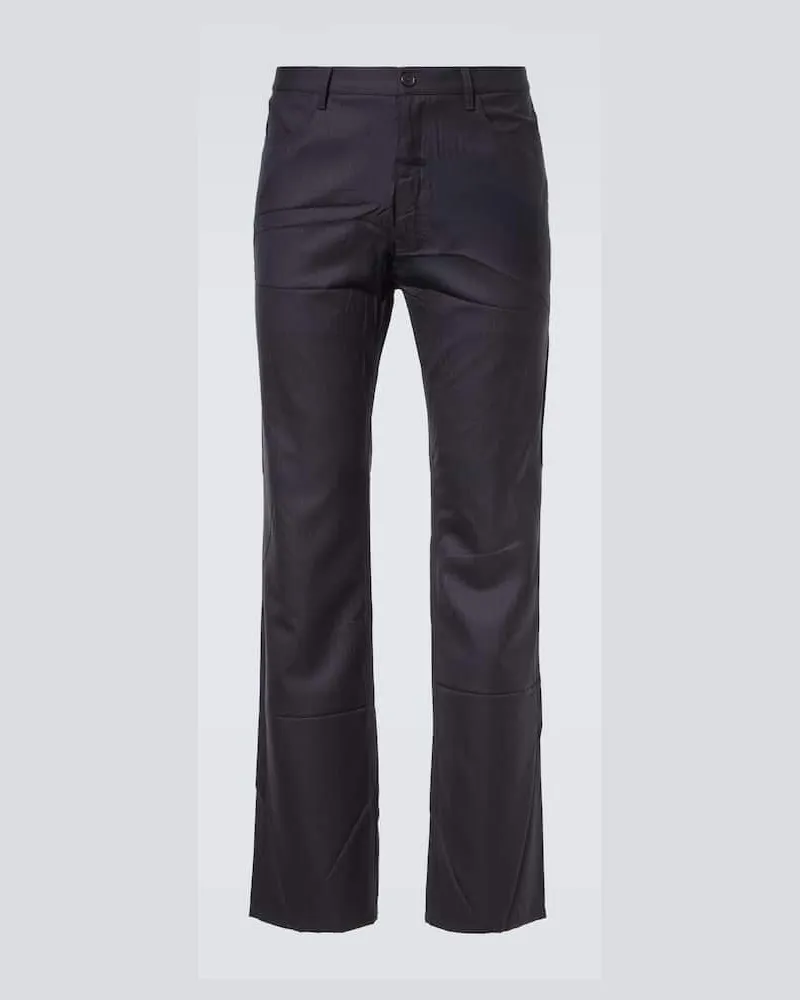 Balenciaga Gerade Hose aus Wolle Blau