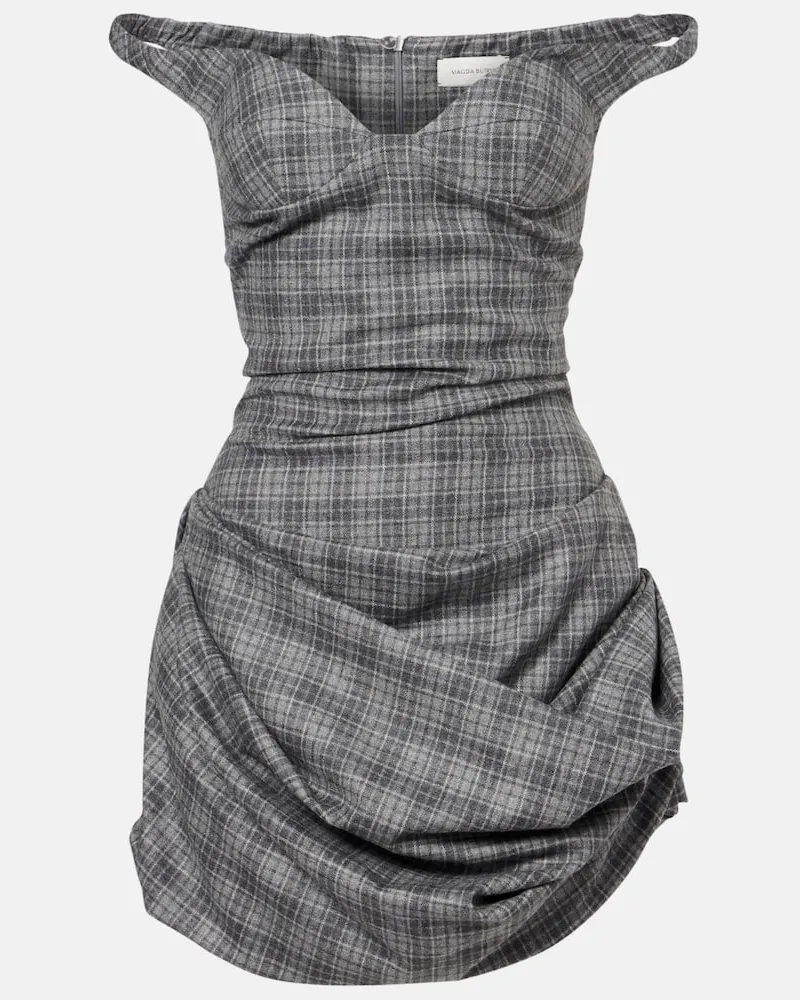 Magda Butrym Off-Shoulder-Minikleid aus einem Wollgemisch Grau