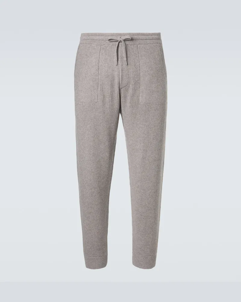 Brunello Cucinelli Rippstrick-Jogginghose aus Kaschmir Beige