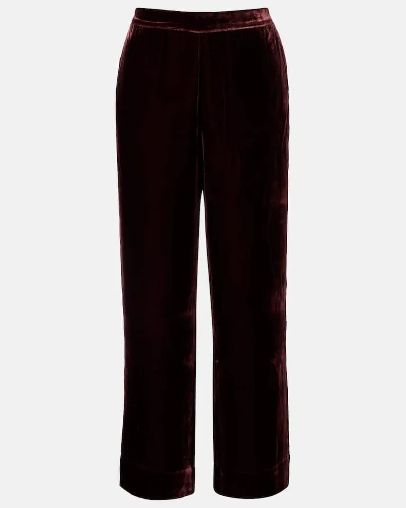 ASCENO Pyjama-Hose London aus Samt Burgund