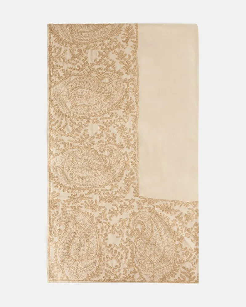 Les-Ottomans Bestickte Tischdecke Beige