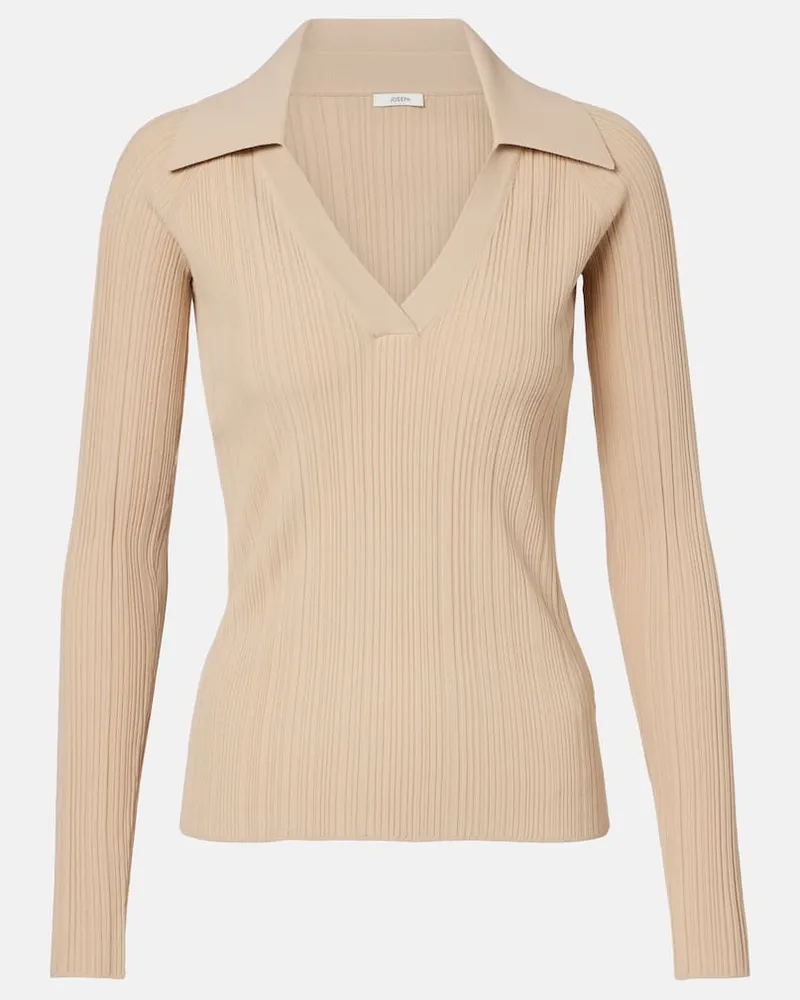 Joseph Polopullover Chelia aus Rippstrick Beige