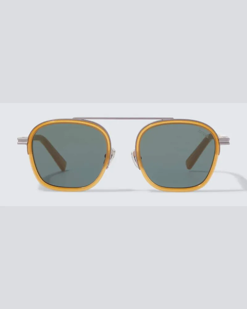 Ermenegildo Zegna Runde Sonnenbrille Braun