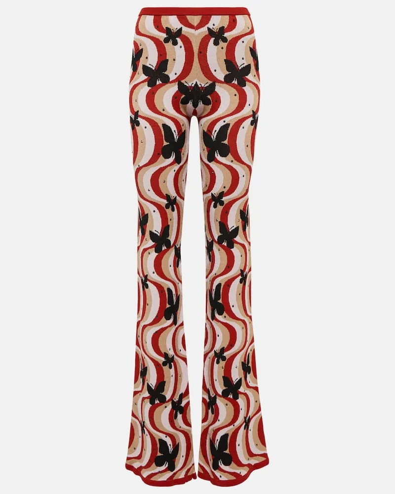 Alessandra Rich Bedruckte High-Rise-Schlaghose Multicolor