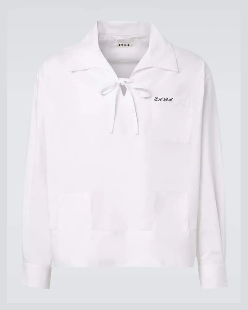 BODE Longsleeve aus Baumwollpopeline Weiß