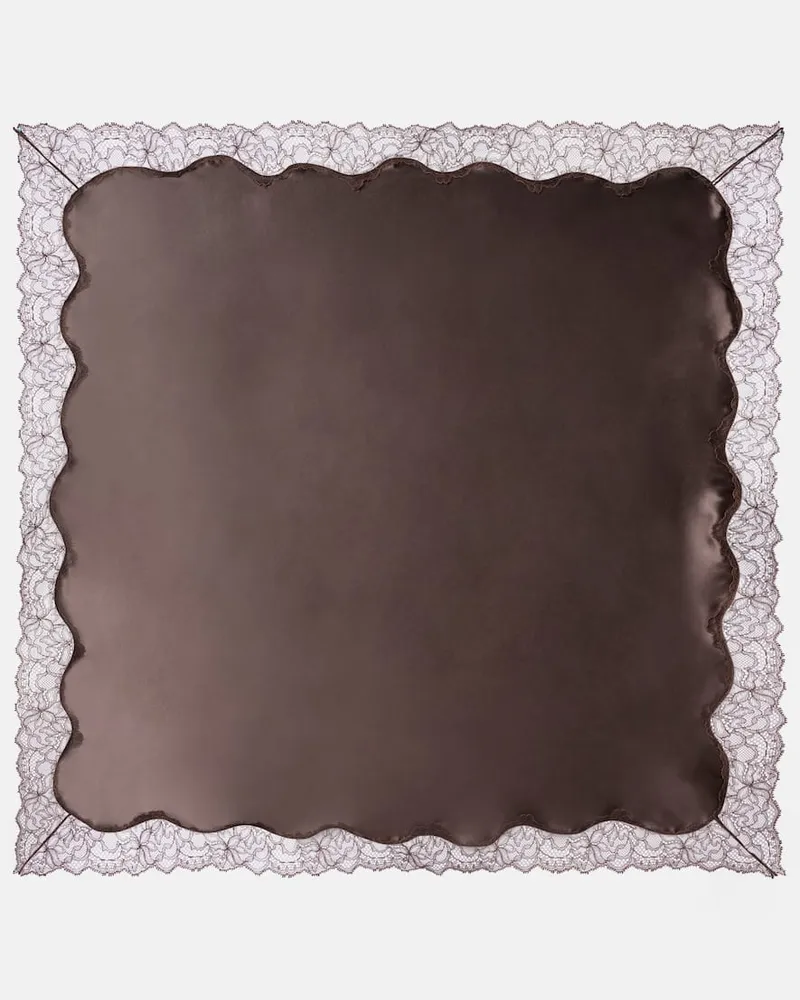 Magda Butrym Tuch aus Seidensatin mit Spitze Braun