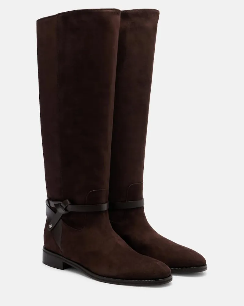 Jimmy Choo Stiefel Low Lawton aus Veloursleder Braun
