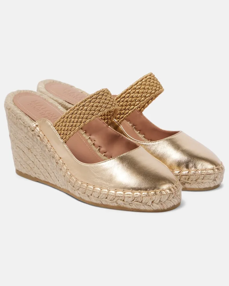Malone Souliers Espadrille-Wedges Siena 70 mit Metallic-Leder Gold