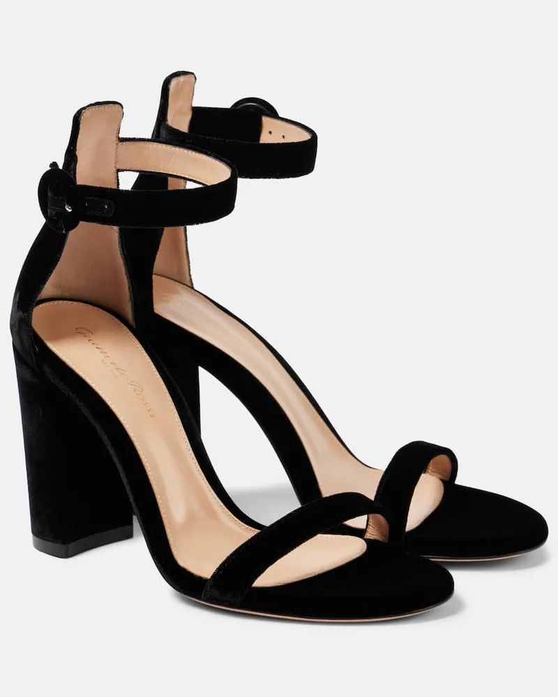 Gianvito Rossi Sandalen Gaeta 95 aus Samt Schwarz