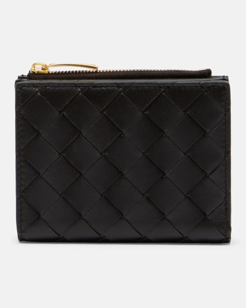 Bottega Veneta Portemonnaie Intrecciato Small aus Leder Braun
