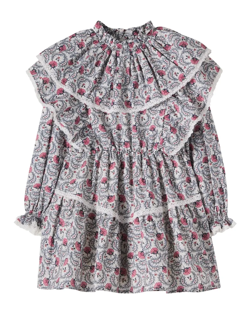 The New Society Kleid Nesta aus Baumwolle mit Spitze Multicolor