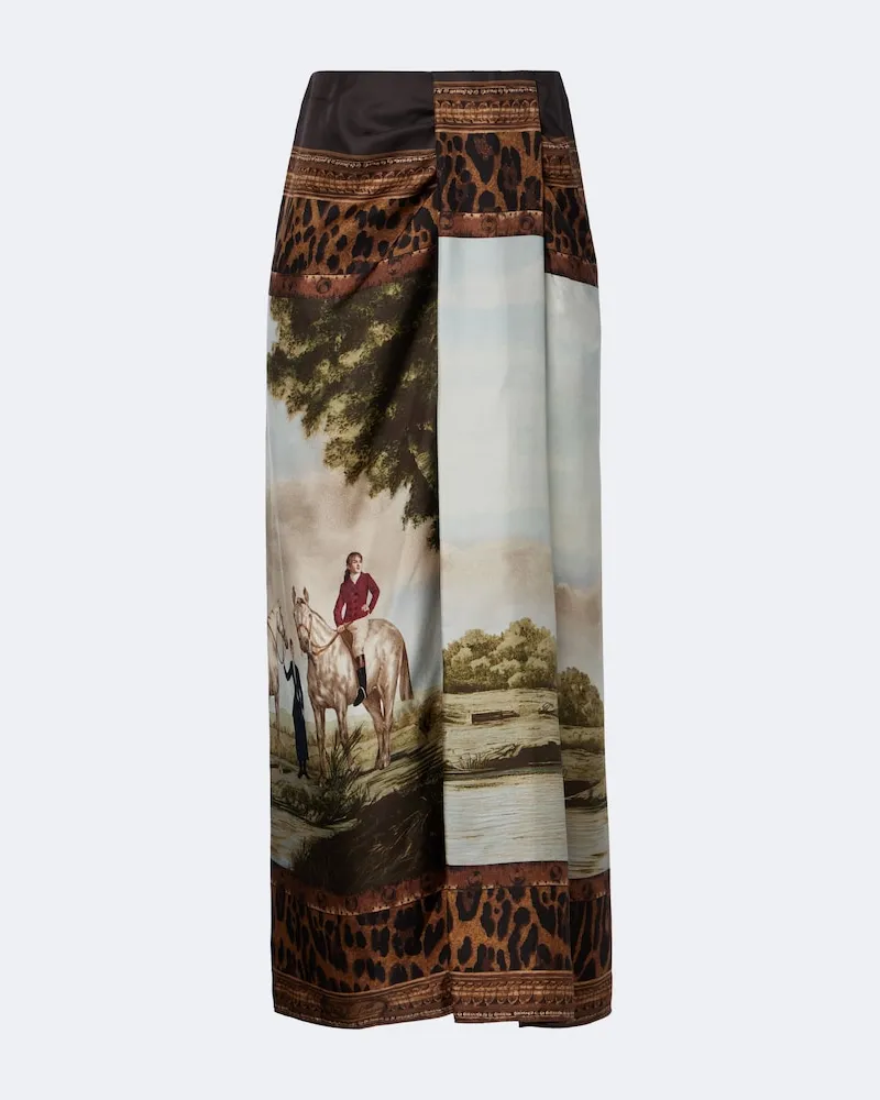 Ralph Lauren Bedruckter Midirock Debbie aus Seiden-Twill Multicolor