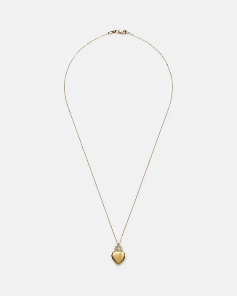 Ileana Makri Halskette Flame Heart aus 18kt Gelbgold mit Diamanten Gold