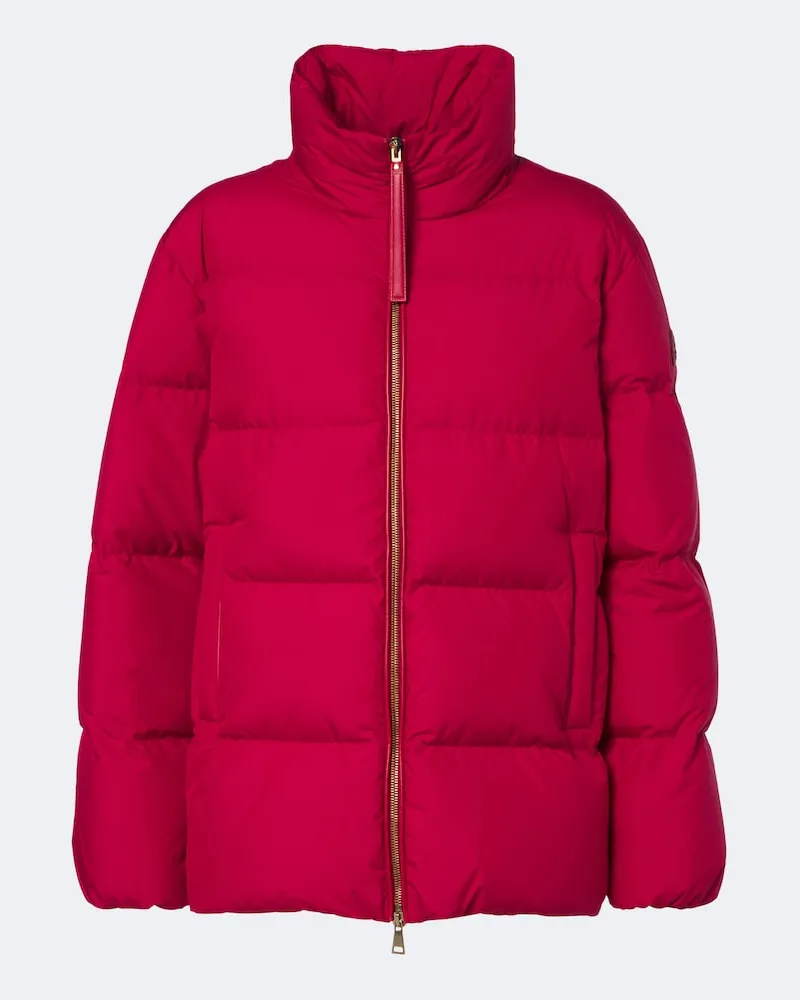 Moncler Daunenjacke mit Leder Rot