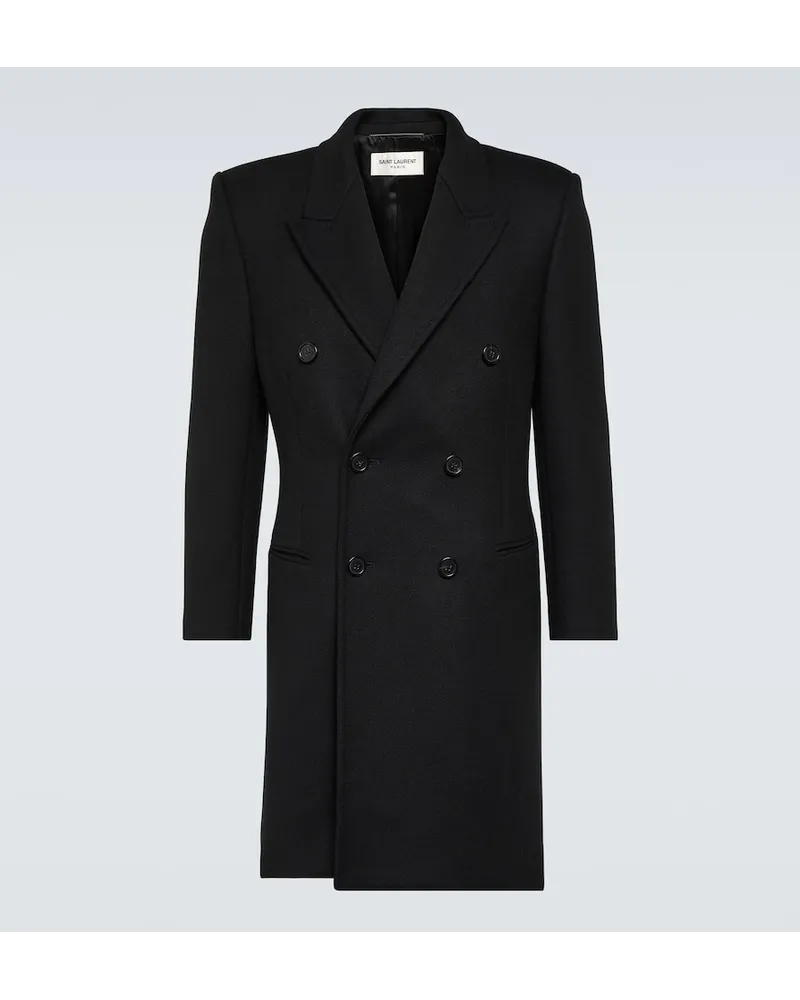 Saint Laurent Mantel aus Wolle Schwarz