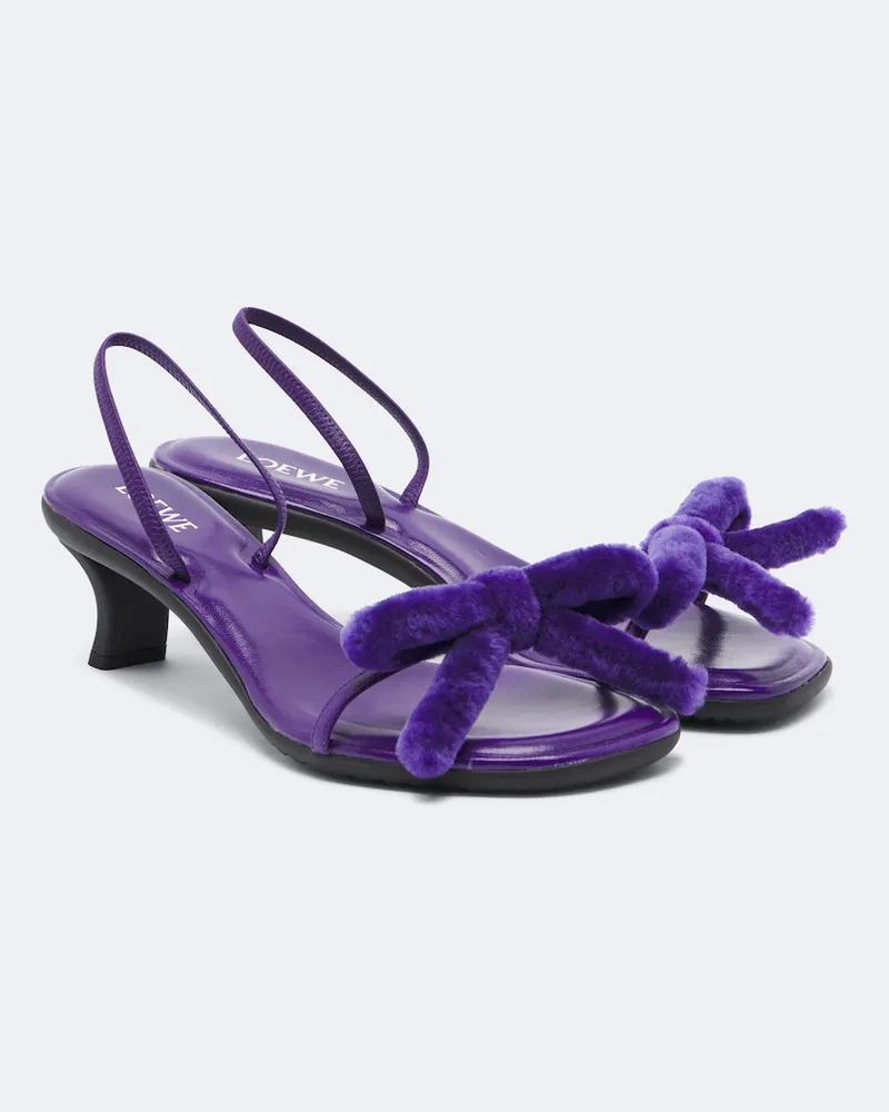 Loewe Slingback-Sandalen Mimi aus Leder mit Shearling Violett
