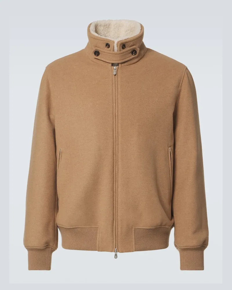 Brunello Cucinelli Blouson aus Kaschmir mit Shearling Braun