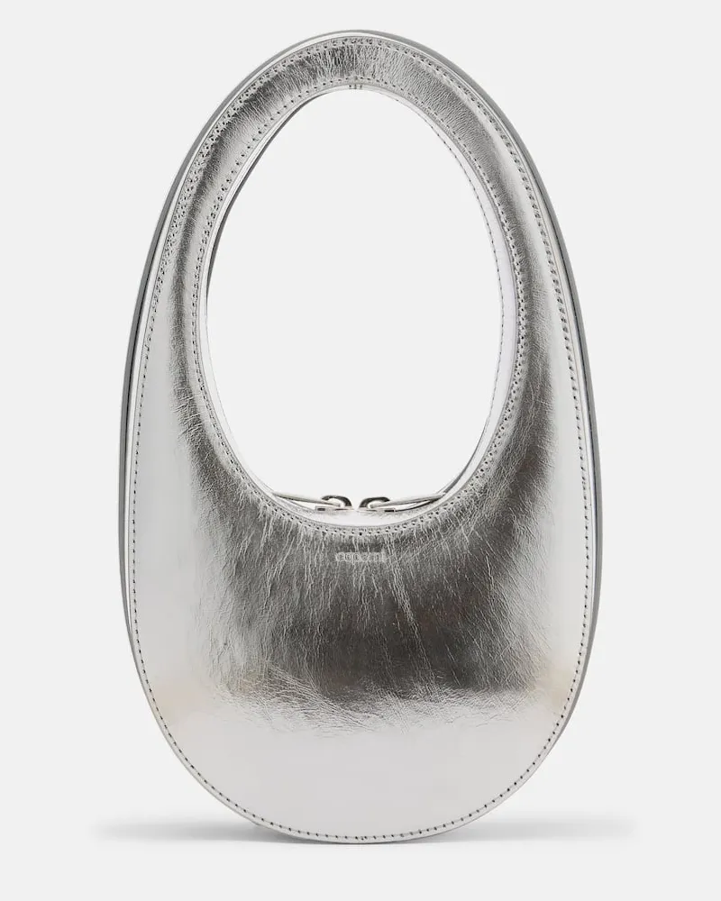 COPERNI Schultertasche Swipe Mini aus Metallic-Leder Silber