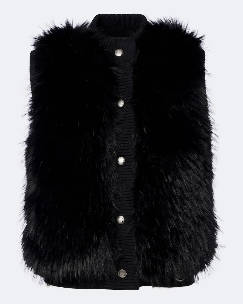 Moncler Daunenweste mit Strick Schwarz