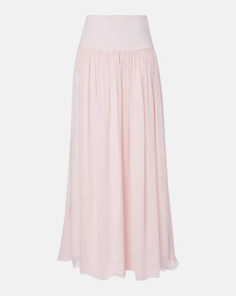 Posse High-Rise-Maxirock Solene aus Mesh Pink