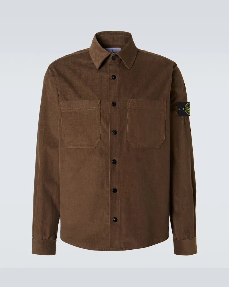 Stone Island Hemdjacke Compass aus Baumwoll-Cord Braun