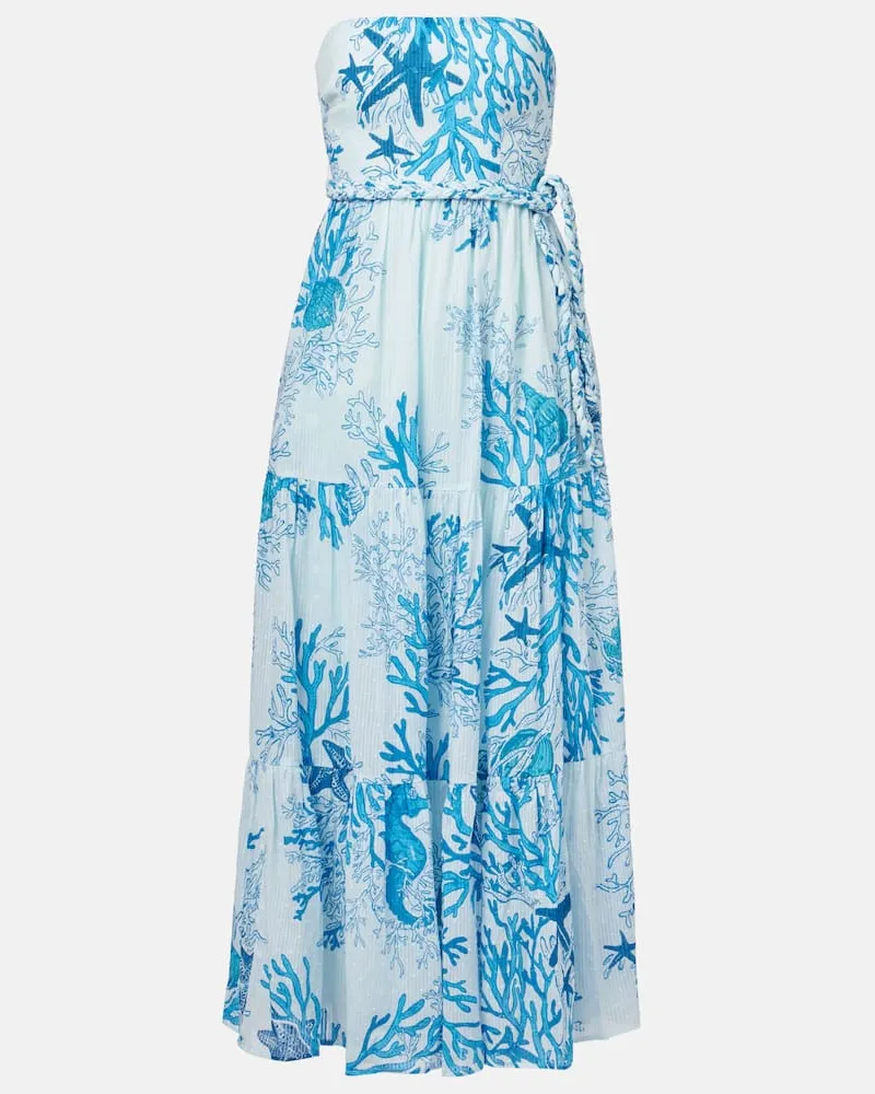 Poupette St Barth Maxikleid Thelma aus Baumwolle Blau
