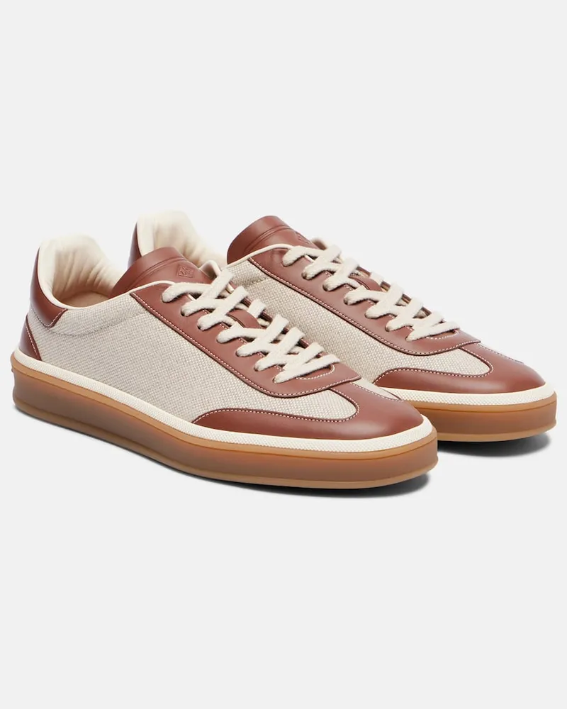 Loro Piana Sneakers Tennis Walk mit Leder Braun