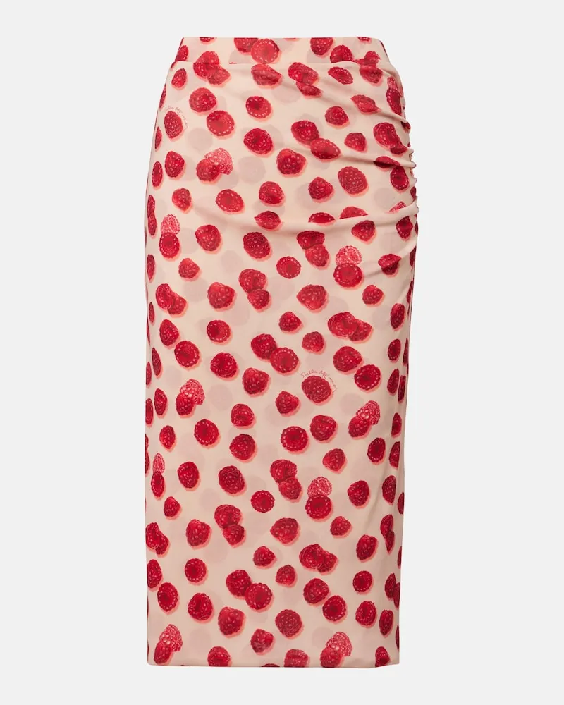 Stella McCartney Bedruckter Midirock aus Mesh Rosa