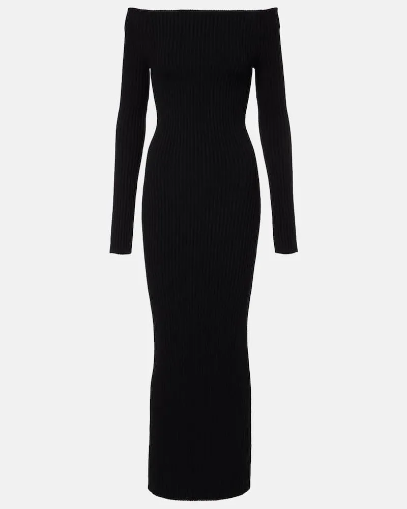 Max Mara Maxikleid aus einem Wollgemisch Schwarz