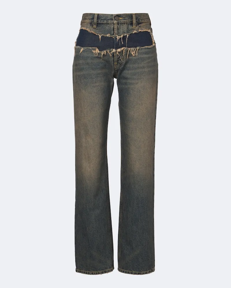 Maison Margiela Distressed Straight Jeans Blau